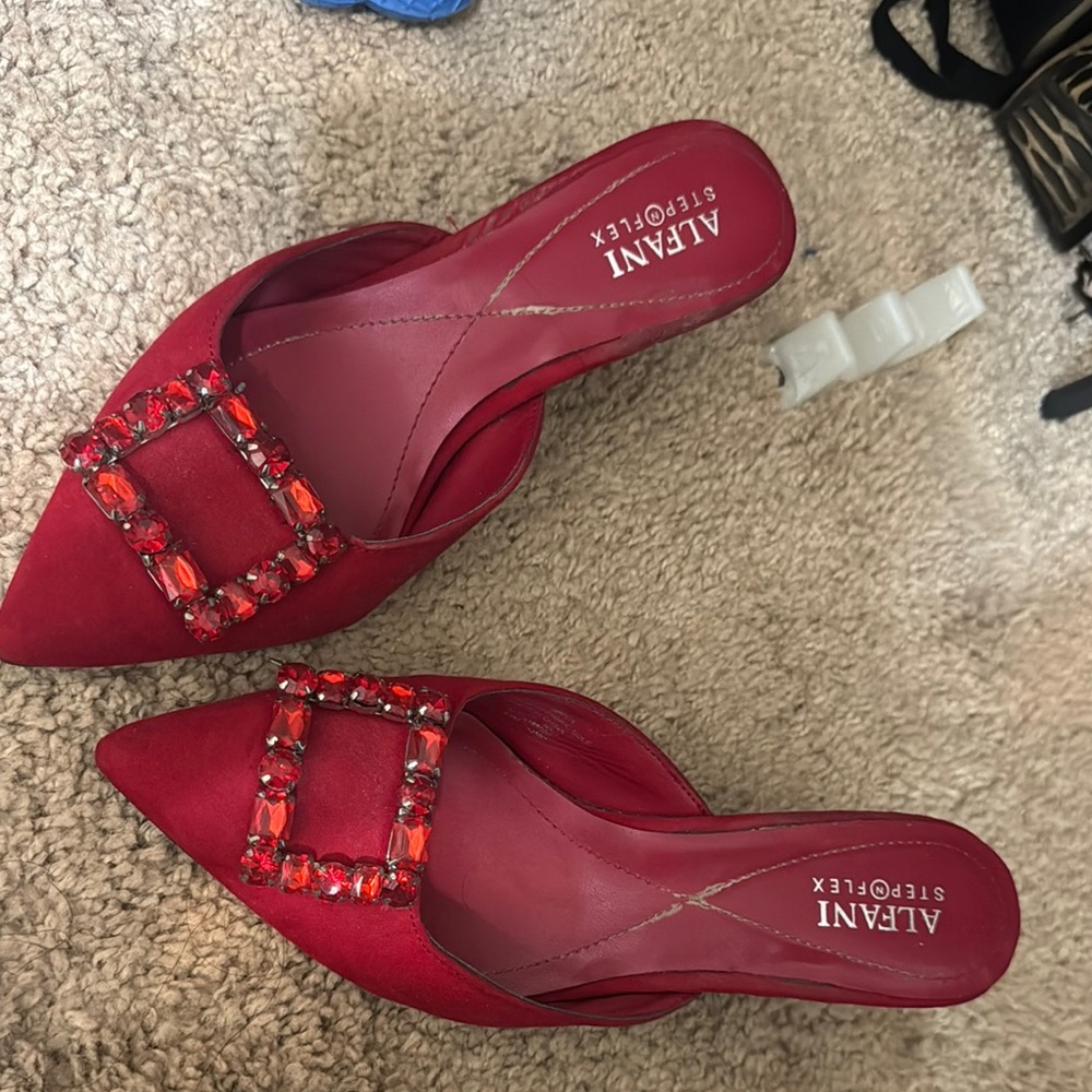 Alfani Red Studded Suede Mules